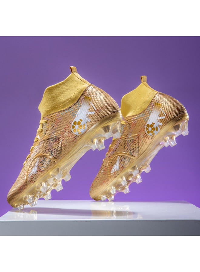 26 High-Top Soccer Cleats for Boys Girls and Adults, Breathable Anti-Slip Training Shoes, Long-Stud Professional Sports Shoes
