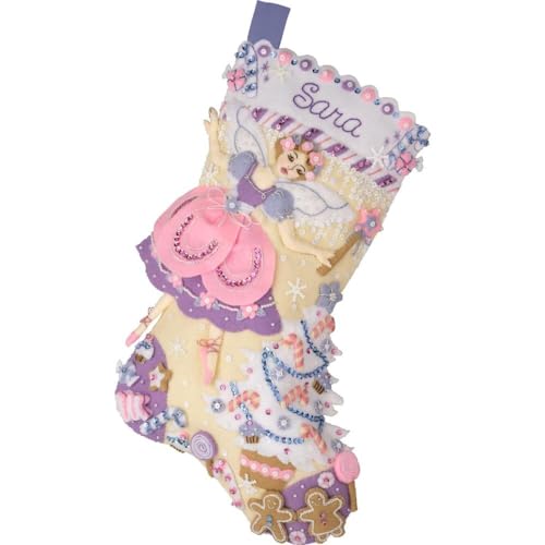 Bucilla Felt Applique 18 Stocking Making Kit Sugar Plum Dreams Perfect for DIY Arts and Crafts 89629E - Image 3