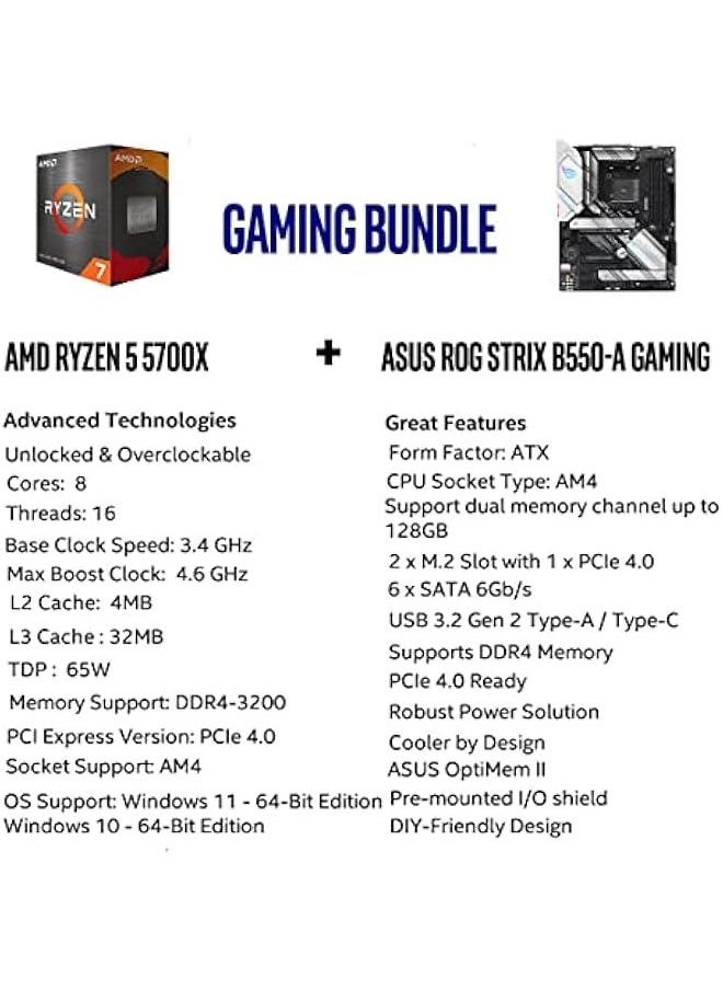 عربست - معالج AMD Ryzen 7 5700X ثماني النواة و 16 خيط مقفل مع لوحة الألعاب ASUS ROG Strix B550-A AMD AM4 Zen 3 Ryzen 5000 ATX Gaming - Image 1