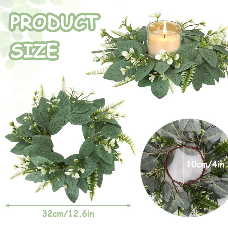 Dremisland 4 PCS Mini Eucalyptus Wreaths 10 Inch Artificial Kitchen Cabinet Wreaths Small Greenery Farmhouse Wreath for Front Door Window Kitchen Wedding Home Spring Summer Decor (Green) - Image 3