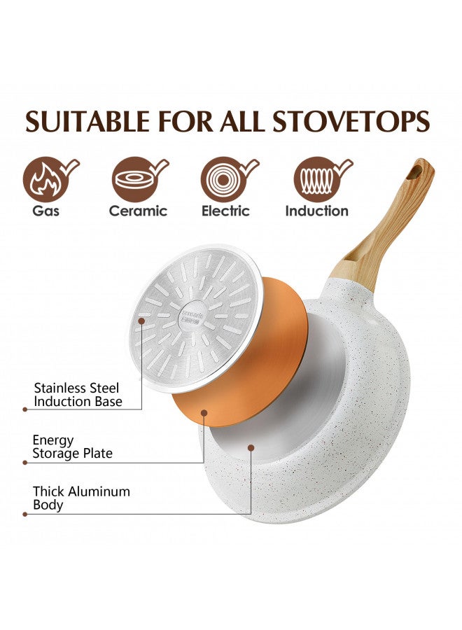 SENSARTE Nonstick Ceramic Frying Pan Skillet with Lid, 8 Inch Omelet Pan, Healthy Non Toxic Chef Pan, Induction Compatible Egg Pan with Heat Resistant Handle, PFAS-Free - Image 2