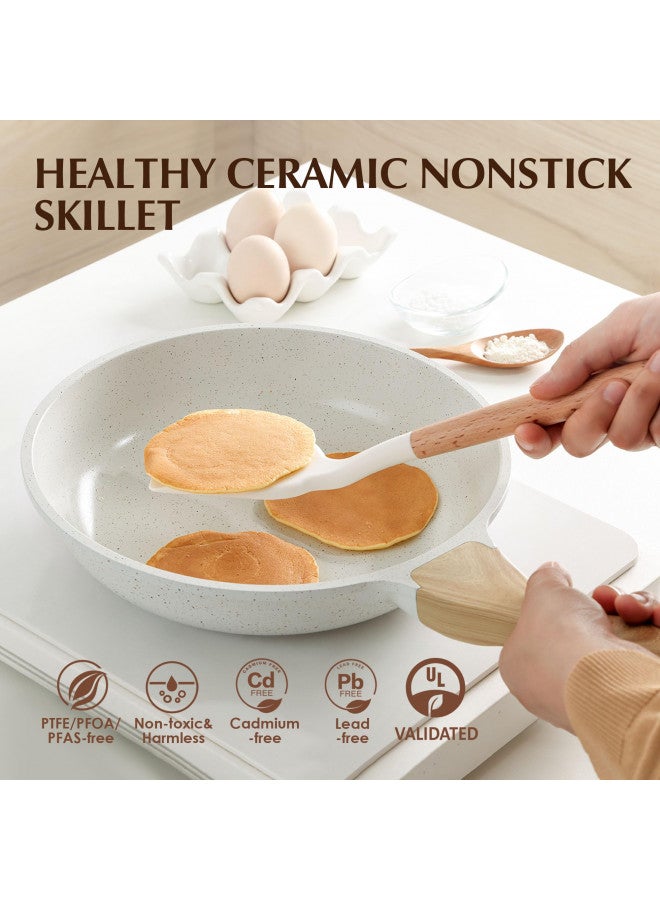 SENSARTE Nonstick Ceramic Frying Pan Skillet with Lid, 8 Inch Omelet Pan, Healthy Non Toxic Chef Pan, Induction Compatible Egg Pan with Heat Resistant Handle, PFAS-Free - Image 1