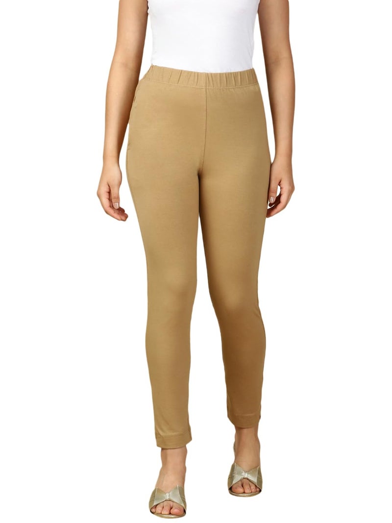 Lux Cozi PYNK Solid Premium Cotton Lycra Kurtipant for Women with Side Pocket_COZI_PYNK_KURTIPANT_09_FS_1PC Off White - Image 1