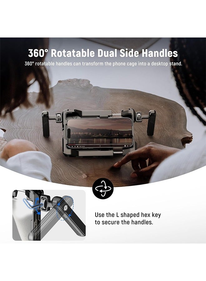 NEEWER Universal Smartphone Video Rig with Handles, 67mm Filter Adapter, Anti Drop Cold Shoe for DJI Mic, Phone Cage Stabilizer for Video Recording for iPhone 15 Pro Max S23 Ultra Pixel 8 Pro, PA017 - Image 3