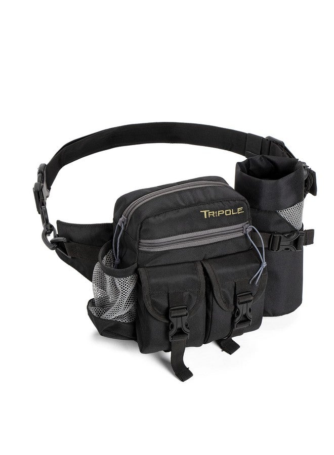 Tripole Waist Pack with Detachable Bottle Holder - Multi-Utility Waist and Sling Bag for Hiking, Cycling, and Backpacking (Black) - Image 1