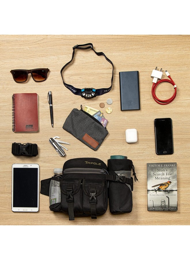 Tripole Waist Pack with Detachable Bottle Holder - Multi-Utility Waist and Sling Bag for Hiking, Cycling, and Backpacking (Black) - Image 4