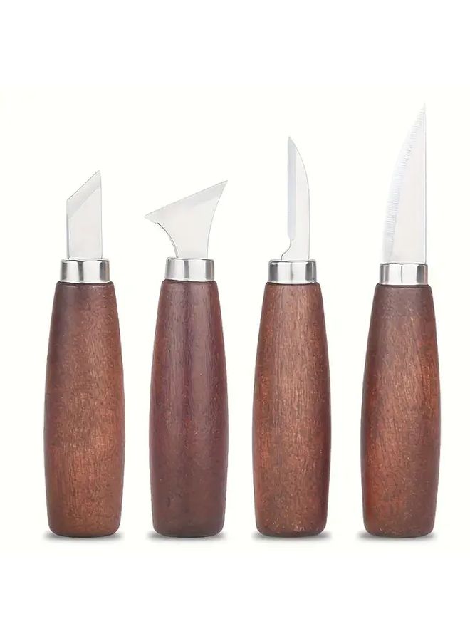 4 قطعة مجموعة النقش سكين نحت الخشب DIY أدوات النجارة اليدوية - Image 5