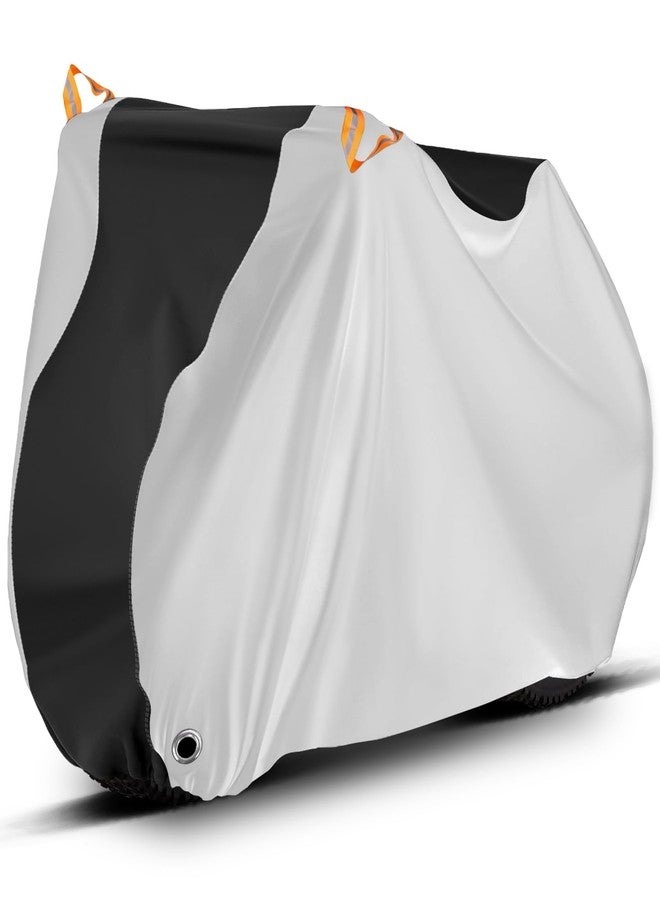 Tokept Bike Cover, Outdoor Waterproof Bicycle Cover for Rain /Sun /Dust /Wind Protection, Bicycle Accessories with Lock Hole and Storage Bag, Suitable for Mountain Road E-Bikes, Black/Silver (Fits 1-2 Bikes) - Image 1