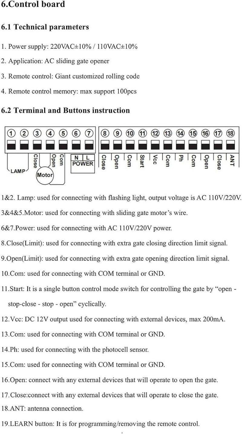 Strong Motor Control Board for Automatic Sliding Gate Featuring Rolling Code Not Theft Overload Protect Resist Intelligent - Image 5