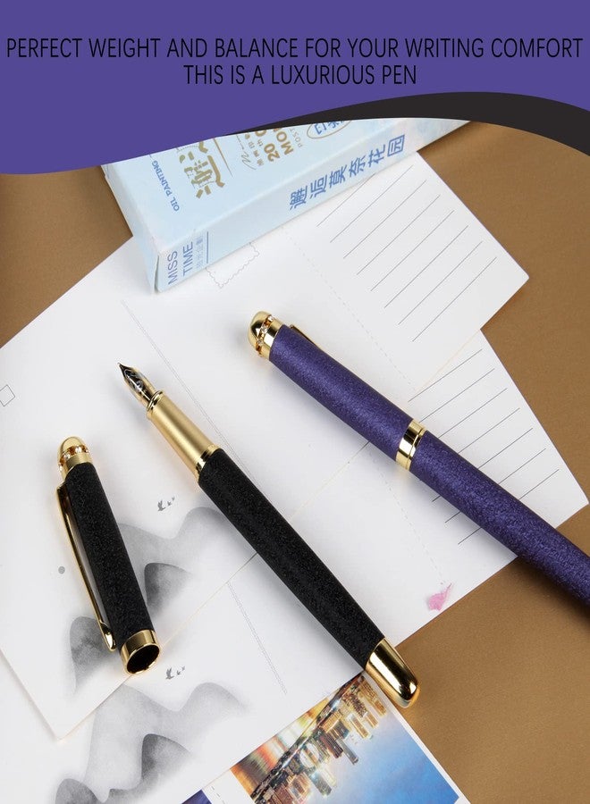 Bociyer fountain pen-Multiple color styles with rhinestone,diamond inlay and frosted finish,Cute pens,Luxury pen,Office pens,Best pen set,Includes 10 Ink Cartridges and Ink Refill Converter(Purple) - Image 4