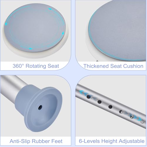 KSITEX Shower Stool Chair for Inside Shower, 360° Swivel Shower Seat Stool for Bathroom, 300LB Small Corner Stool for Seniors Adult, 6-Level Adjustable Height Bath Chair for Inside Tub - Image 5