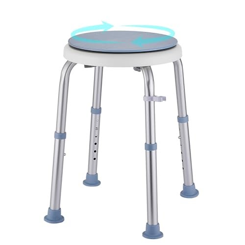KSITEX Shower Stool Chair for Inside Shower, 360° Swivel Shower Seat Stool for Bathroom, 300LB Small Corner Stool for Seniors Adult, 6-Level Adjustable Height Bath Chair for Inside Tub - Image 1