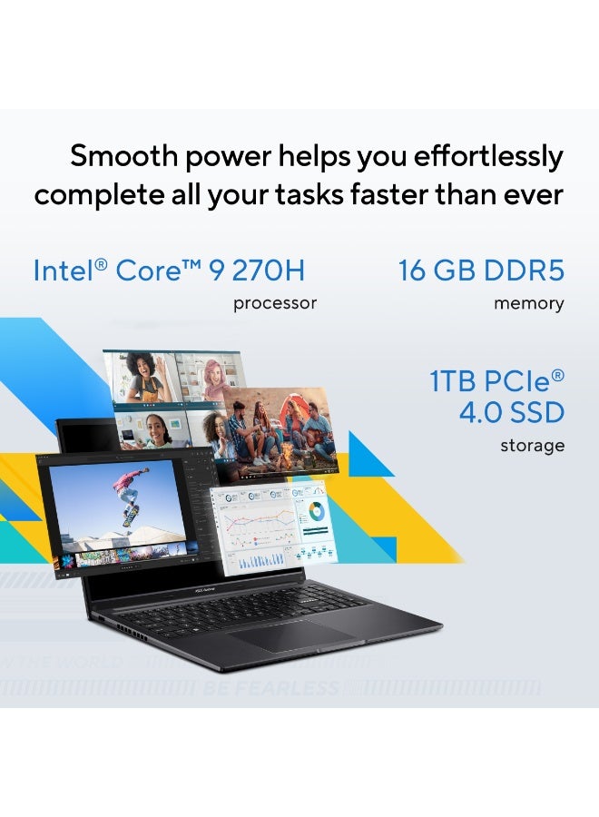 ASUS Vivobook 16 Laptop With 16-Inch Display, Core 9 270H Processor/16GB RAM/1TB SSD/Windows 11 Home Arabic Indie Black - Image 2