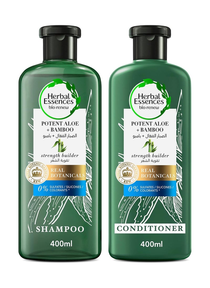 Herbal Essences Sulfate Free Potent Aloe Bamboo Shampoo 400ml and Conditioner 400ml  - Image 1