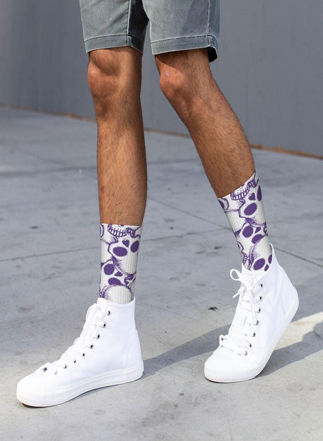 MOLIAN Purple Skulls Athletic Crew Socks For Women Men Novelty Sports Socks - Image 5