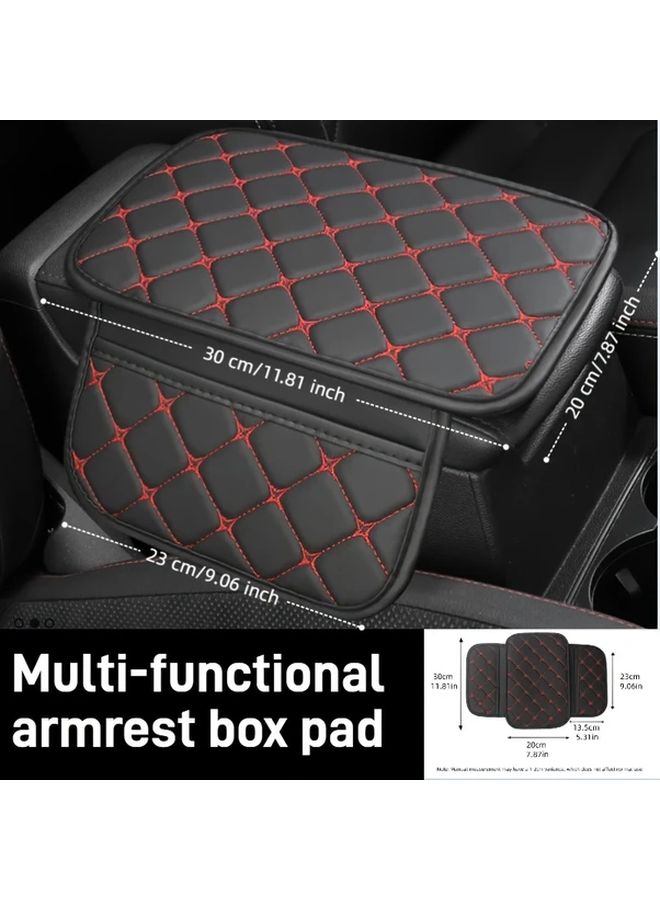 Blue Black Universal Car Armrest Cover PU Leather Durable Easy Clean Center Console Pad - Image 4
