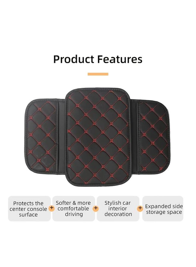 Blue Black Universal Car Armrest Cover PU Leather Durable Easy Clean Center Console Pad - Image 2