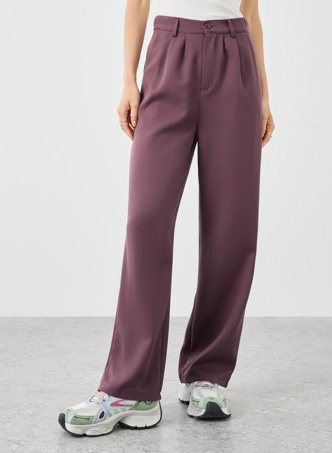 Take Two Take Two Solid Notch Label Blazer and Wide Leg Pants Co-Ords