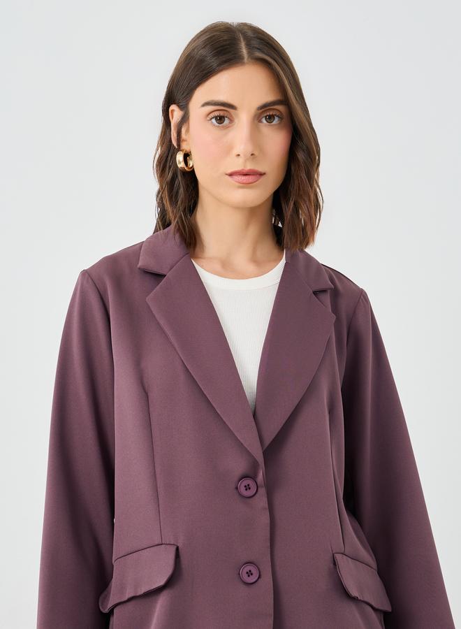 Take Two Solid Notch Label Blazer and Wide Leg Pants Co-Ords - Image 4