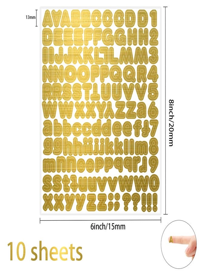 starboling Letter Stickers,1/2 inch 10 Sheets Gold Alphabet Sticker,Self Adhesive Vinyl Letter Stickers Mailbox Numbers,Self Adhesive Letters Stickers for Bulletin Boards Classroom Home Decor - Image 2