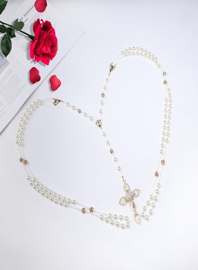 ESNOY Lazo Para Boda,Wedding Lasso for Ceremony Catholic,Lazos Para Boda Catolica,Lazos Para Bodas De Iglesia Para Novios,Pearls Rosary with Unity Cross for Wedding Ceremony,Lazo De Boda Para Los Novios - Image 4