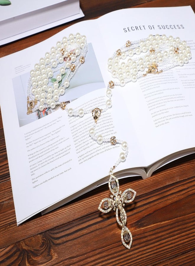 ESNOY Lazo Para Boda,Wedding Lasso for Ceremony Catholic,Lazos Para Boda Catolica,Lazos Para Bodas De Iglesia Para Novios,Pearls Rosary with Unity Cross for Wedding Ceremony,Lazo De Boda Para Los Novios - Image 5