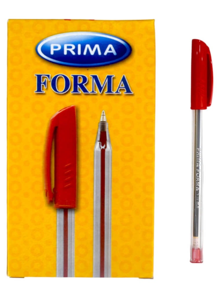 بريما القلم الجاف PRIMA القلم الجاف  forma لون الحبر احمر علبة العلبة : ٢٤ قلم