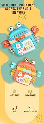 BAREPEPE Premium Piggy Bank For Kids Electronic Atm Money Bank With Password And Finger Sensor Lock (Blue, Modern) - Image 3