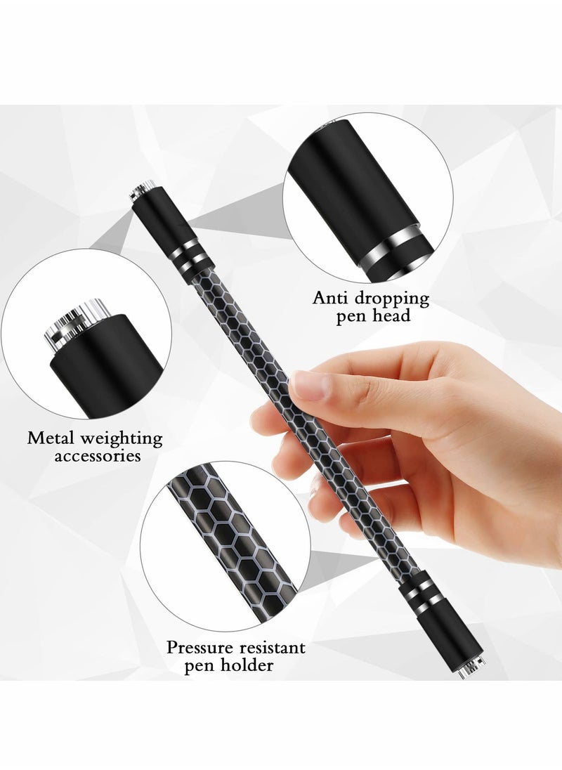 Spinning Rotating Pen, 2 Pieces LED Rolling Finger Rotating Pen Anti Slip Coating Spinning Pen Spinning Ballpoint Pen for Student Entertainment, Unable to Write (Black & Silver)
