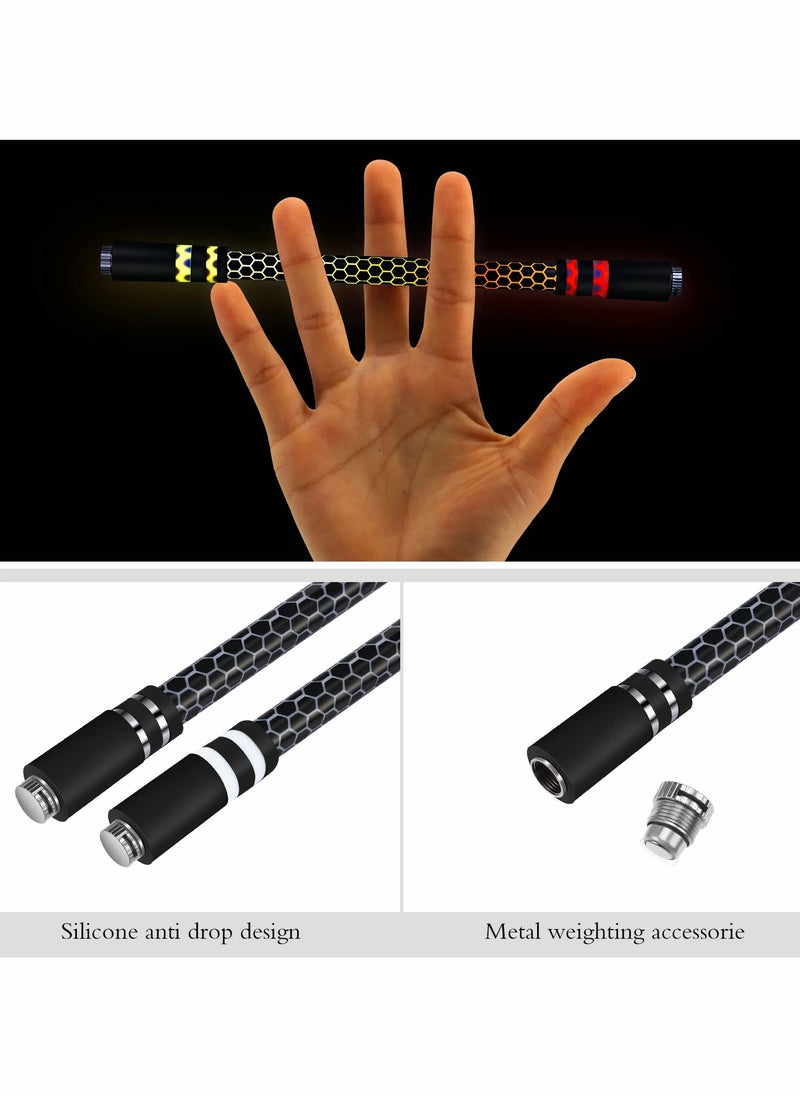 Spinning Rotating Pen, 2 Pieces LED Rolling Finger Rotating Pen Anti Slip Coating Spinning Pen Spinning Ballpoint Pen for Student Entertainment, Unable to Write (Black & Silver)