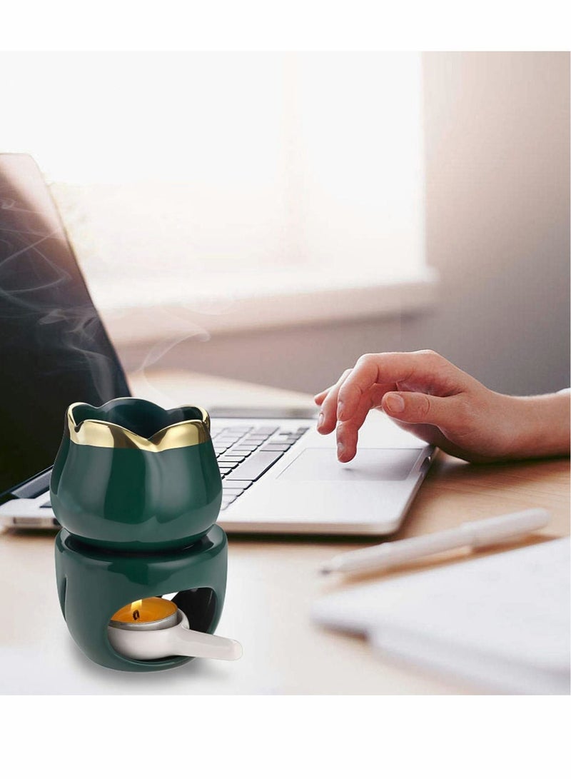 Captaintech Wax Melt Essential Oil Burner with Tealight Spoon, Removable Aromatherapy Burner Ceramic Aroma - Image 2