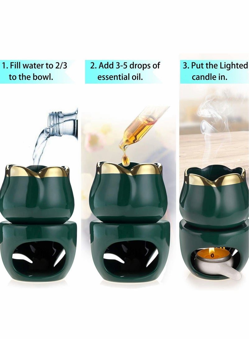 Captaintech Wax Melt Essential Oil Burner with Tealight Spoon, Removable Aromatherapy Burner Ceramic Aroma - Image 4