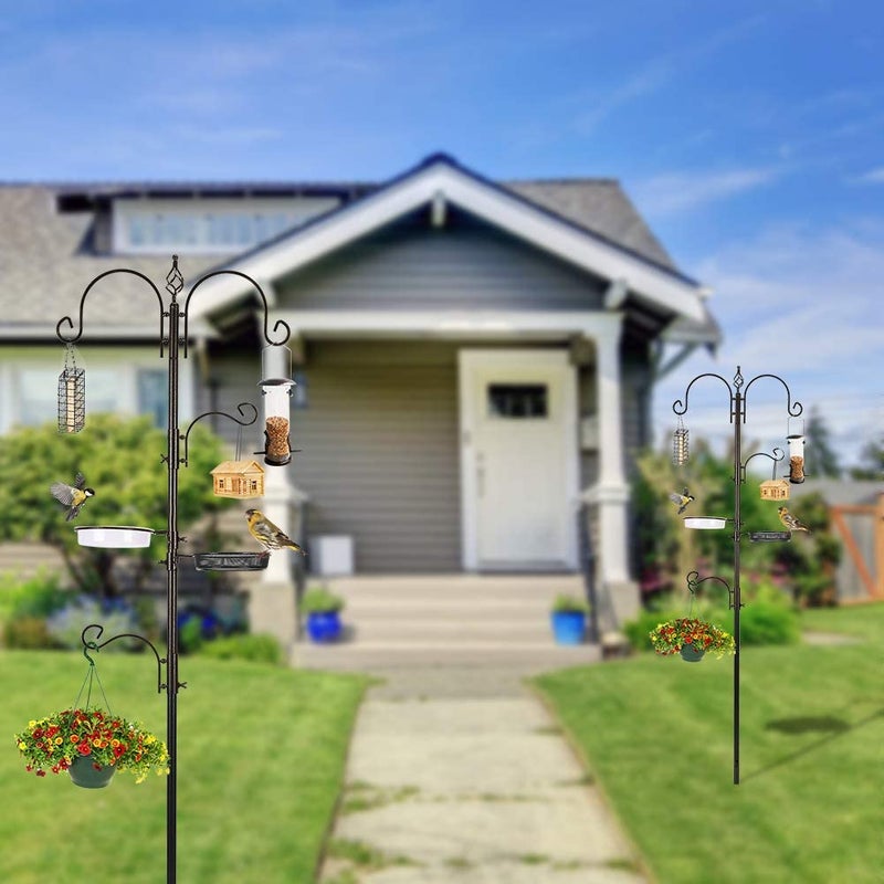MIXXIDEA Deluxe Bird Feeding Station Kit With Multi Feeder Hanging Pole, Metal Suet Feeder, Bird Bath, Mesh Tray for Attracting Wild Birds and Planter Hanger (1 Pack) - Image 2