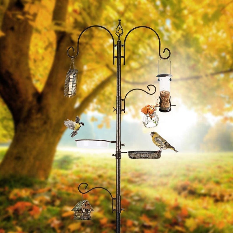 MIXXIDEA Deluxe Bird Feeding Station Kit With Multi Feeder Hanging Pole, Metal Suet Feeder, Bird Bath, Mesh Tray for Attracting Wild Birds and Planter Hanger (1 Pack) - Image 3