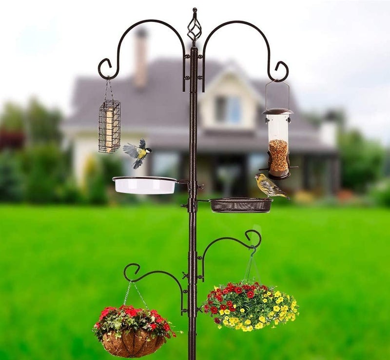 MIXXIDEA Deluxe Bird Feeding Station Kit With Multi Feeder Hanging Pole, Metal Suet Feeder, Bird Bath, Mesh Tray for Attracting Wild Birds and Planter Hanger (1 Pack) - Image 4
