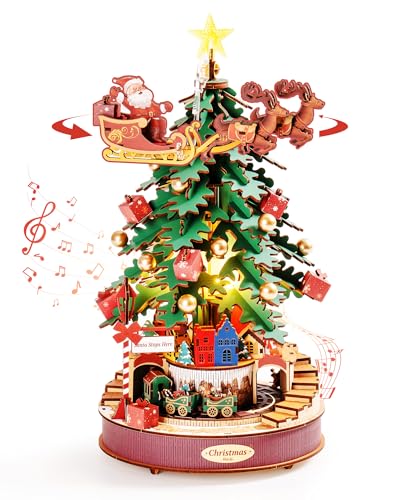Wowood 3D Puzzles for Adults Wooden Music Box Christmas Melody Tree 3D Model Building Kits for Adults Home DecorChristmas Birthday GiftsDIY CraftsHobbies for Teens 319PCS - Image 1
