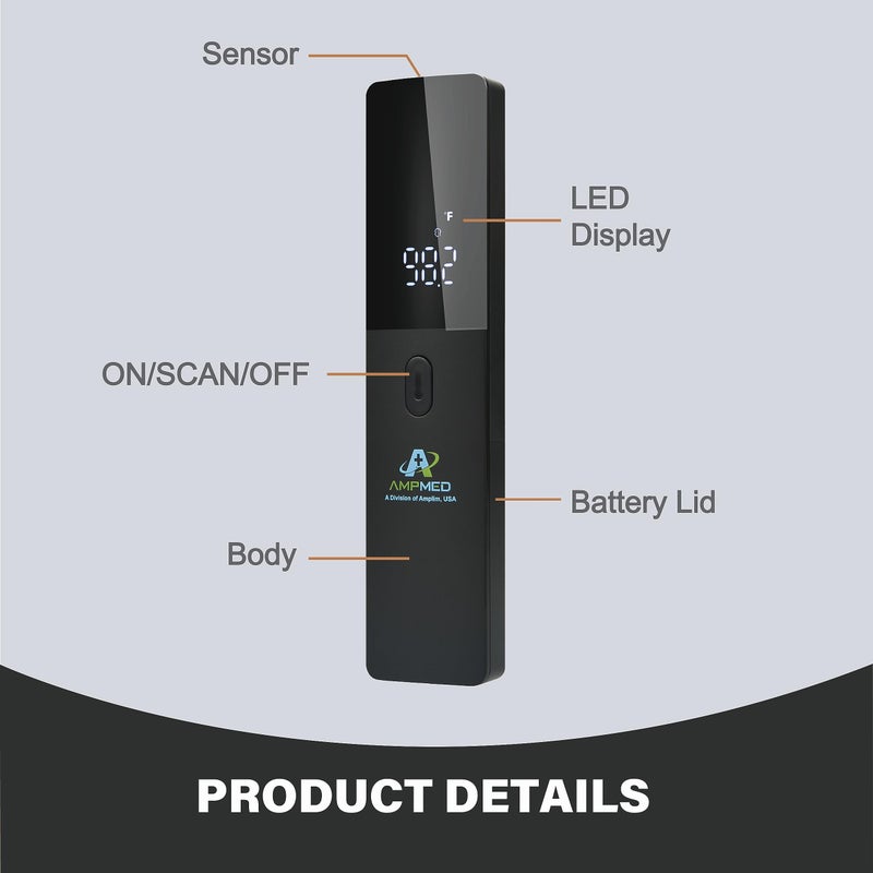 Amplim No-Touch Forehead Thermometer for Adults and Kids, Non-Contact Digital Baby Thermometer for Infants/Newborns. Medical Grade Touchless Temporal Thermometer for Fever, FSA HSA Eligible - Image 2