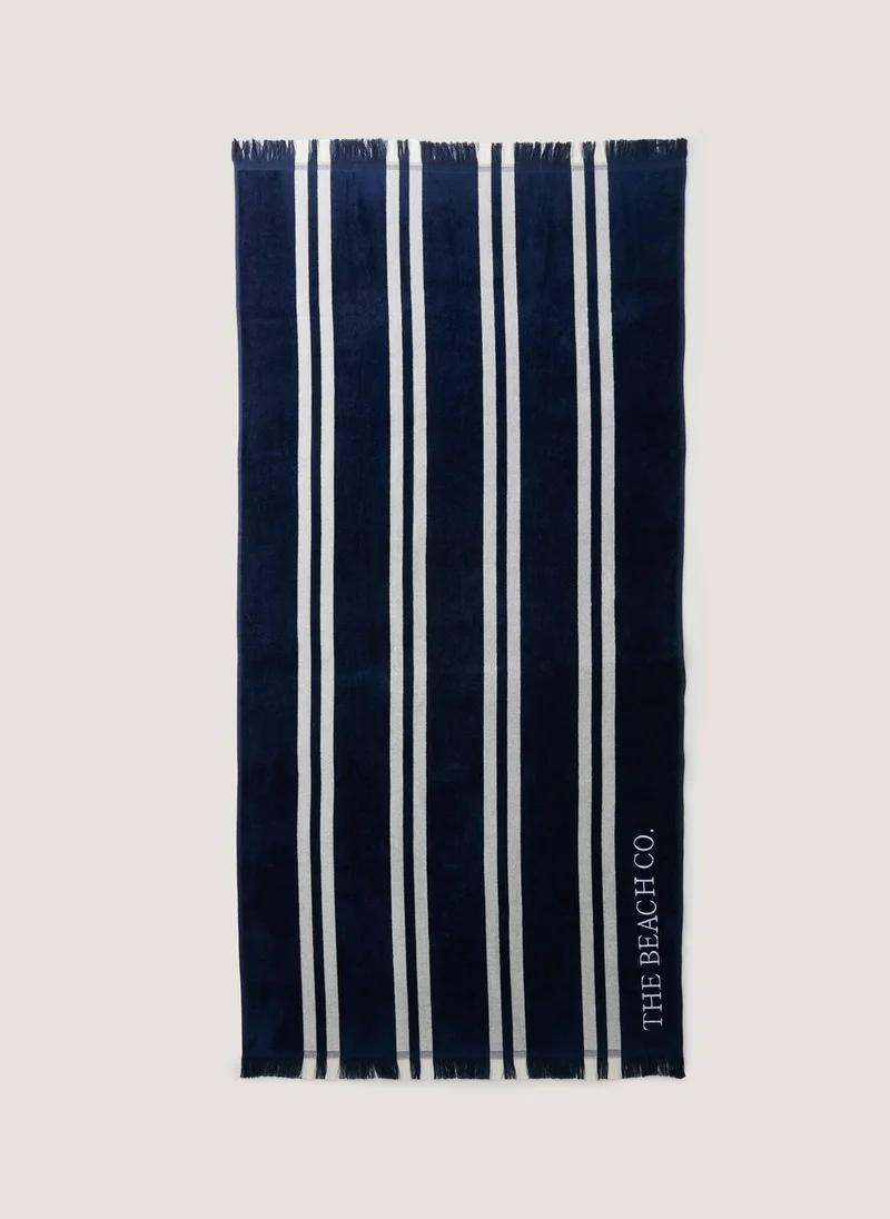 Matalan Navy Stripe Beach Towel
