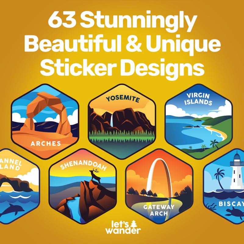 LET'S WANDER Original National Parks Water Bottle with 63 Waterproof Stickers - 32oz Leakproof Insulated Stainless Steel with Straw - USA Hiker Gift Bottle (Blue) - Image 2