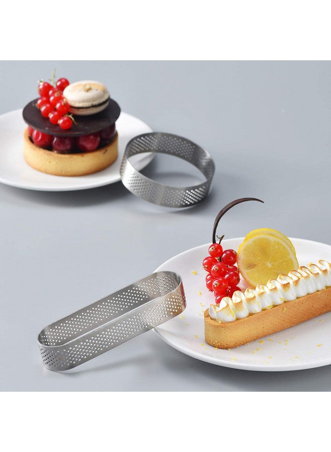 FANGSUN Tart Ring for Baking, Stainless Steel Perforated Pastry Ring Mold for French Tarte, 5 Shape Tart Rings with Gift Package - Image 3