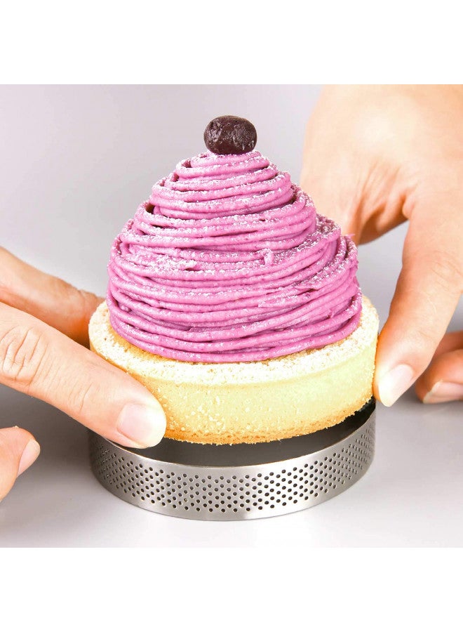 FANGSUN Tart Ring for Baking, Stainless Steel Perforated Pastry Ring Mold for French Tarte, 5 Shape Tart Rings with Gift Package - Image 2