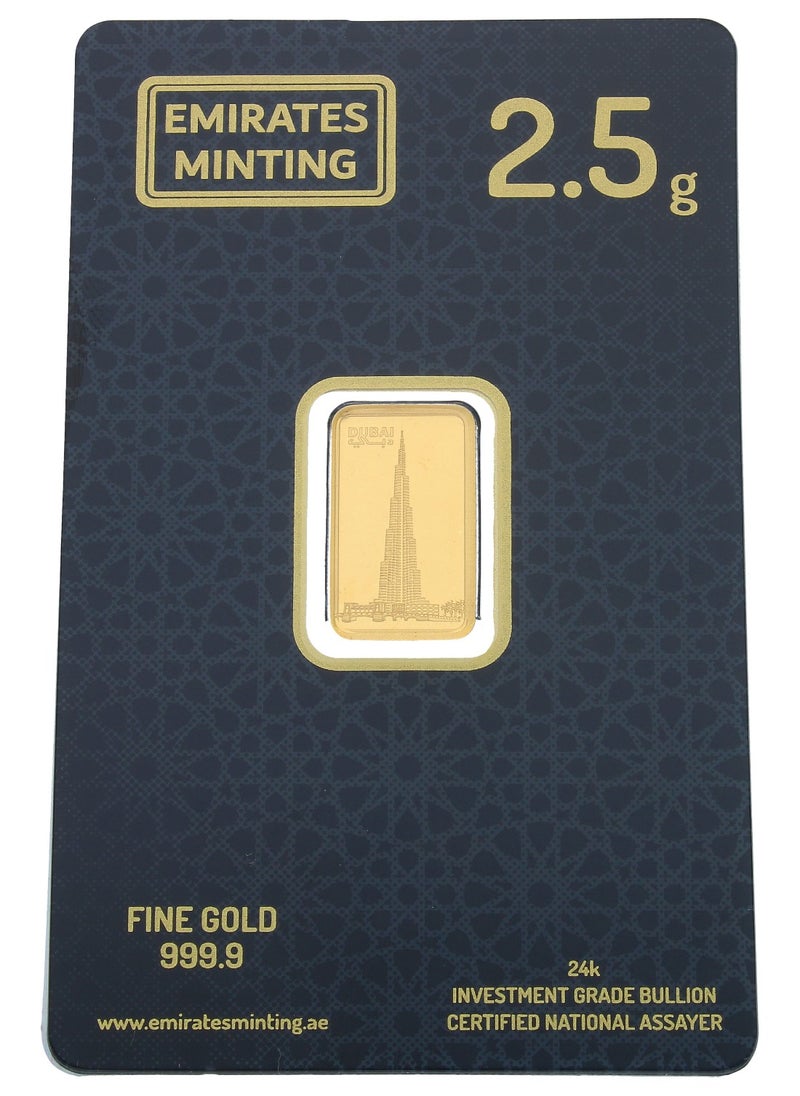 EMIRATES MINTING Emirates Minting 2.5 Grams Burj Khalifa Gold Bar 999.9 Purity  - Image 1