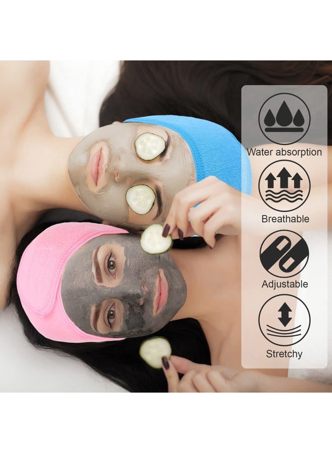 Whaline Spa Facial Headband Make Up Wrap Head Terry Cloth Headband Adjustable Towel Band for Face Washing Shower Facial Cover, 3 Pieces (Purple, Pink, Blue) - Image 5
