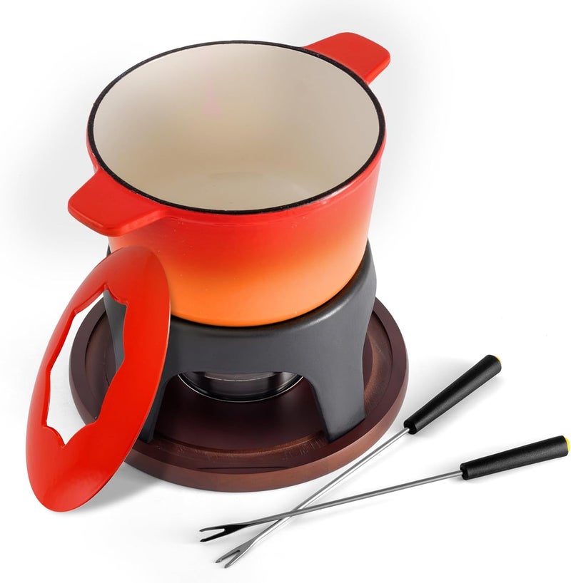 Swissmar Sierra Enameled Pot Meat Fondue Set - 12-Piece Orange - Image 1