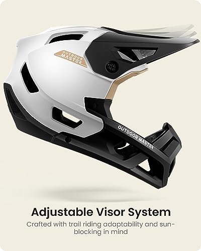 OutdoorMaster Full Face Mountain Bike Helmet for Men & Women-Two Removable Chin Pad Mountain Bike Helmet Grizzly, Ventilation Lightweight Racing Downhill DH BMX MTB Helmet (Pearl White, Large) - Image 4