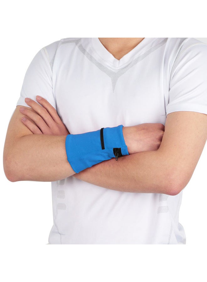 Generic Sports Running Wrist Bag Arm Belt Men And Women Running Mobile Phone Arm Bag Outdoor Storage Coin Purse Gift Arm Bag-Color:No Zipper-Blue-Capacity:Below 20L - Image 3