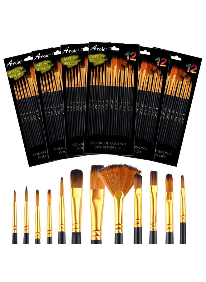 Acrylic Paint Brushes Set,6 Packs / 72 Pcs Nylon Hair Brushes For All Purpose Oil Watercolor Painting Artist Professional Kits. - pzsku/ZCE570D47D789417FF14FZ/45/_/1734347719/0521b43a-cba8-45fe-9a70-0fbc369171aa