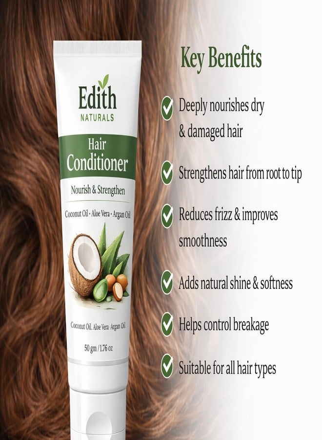 EDITH بلسم الشعر من إديث ناتشورالز، يغذي ويقوي الشعر، زيت جوز الهند، الألوفيرا، زيت الأرغان، 50 غرام - Image 3