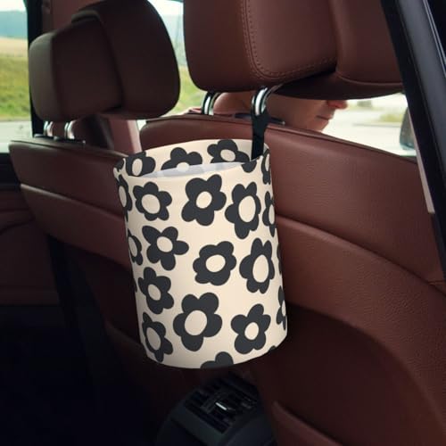YANGDADA Vintage Groovy Flowers Car Trash Can Small Portable Car Garbage Bag for Back Front Seat RV's Camping Accessories - Image 5