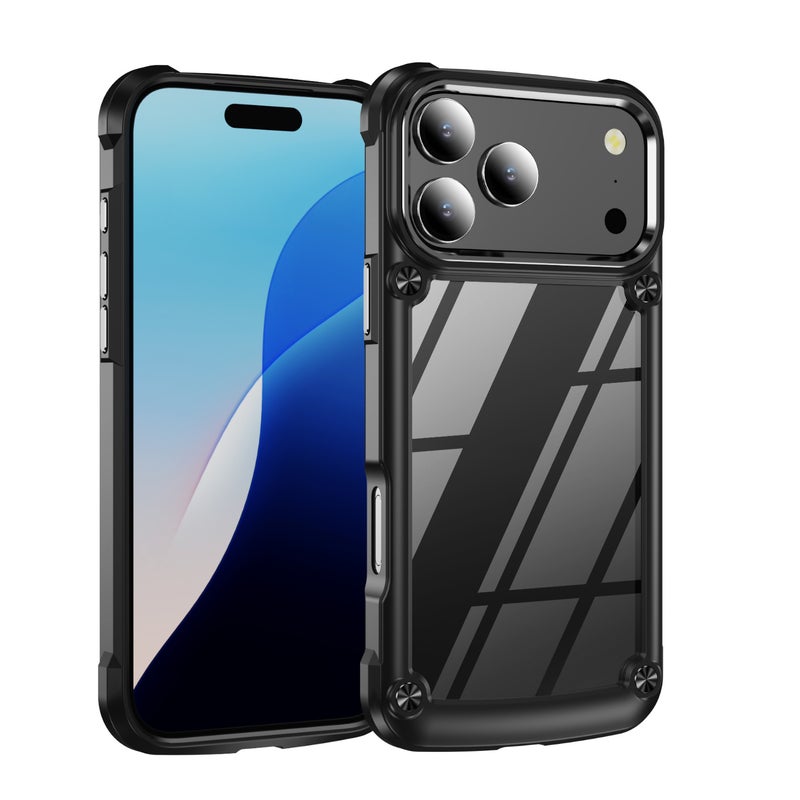 غطاء واقي بPC باللون أسود مغناطيسي بوظيفة حامل لـ iPhone 12 / 12 Pro مع حماية من السقوط وحامل قائم مع مقاوم للصدمات مع مغناطيس قوي مع مقاوم للخدش للهدايا للاستخدام الشخصي - Image 1